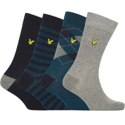 Underwear And Socks*Lyle And Scott 4 Pack of Dress Socks in Multi colour