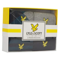 Underwear And Socks*Lyle And Scott 4 Pack of Dress Socks in Multi colour
