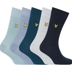 Underwear And Socks*Lyle And Scott 5 Pack of Plain Core Socks in Blue