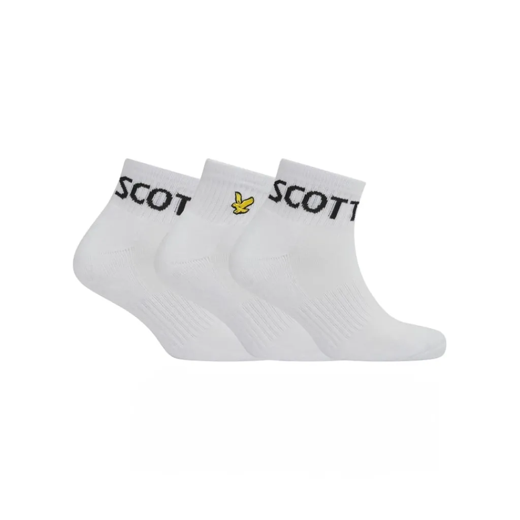 Underwear And Socks*Lyle And Scott 3 Pack Train Quarter Socks in White