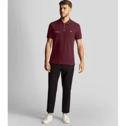 Polo Shirts*Lyle And Scott Co-Ordinate Print Plain Polo Shirt in Burgundy