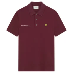 Polo Shirts*Lyle And Scott Co-Ordinate Print Plain Polo Shirt in Burgundy