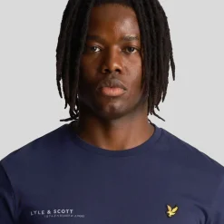 T-Shirts And Vests*Lyle And Scott Co-Ordinate Print Plain Long Sleeve T-Shirt in Navy
