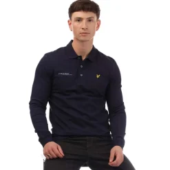Polo Shirts|T-Shirts And Vests*Lyle And Scott Co-Ordinate Print Long Sleeve Polo Shirt in Navy