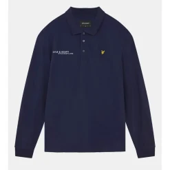Polo Shirts|T-Shirts And Vests*Lyle And Scott Co-Ordinate Print Long Sleeve Polo Shirt in Navy