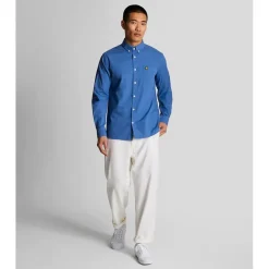 Shirts*Lyle And Scott Cotton Linen Button Down Shirt in Blue