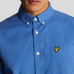 Shirts*Lyle And Scott Cotton Linen Button Down Shirt in Blue