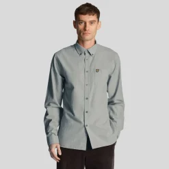 Shirts*Lyle And Scott Cotton Linen Button Down Shirt in Blue