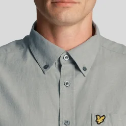 Shirts*Lyle And Scott Cotton Linen Button Down Shirt in Blue