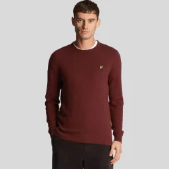 Knitwear*Lyle And Scott Cotton Merino Crewneck Sweater in Burgundy