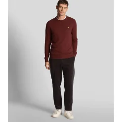 Knitwear*Lyle And Scott Cotton Merino Crewneck Sweater in Burgundy
