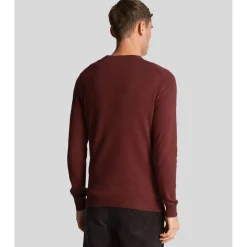 Knitwear*Lyle And Scott Cotton Merino Crewneck Sweater in Burgundy