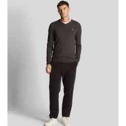 Knitwear*Lyle And Scott Cotton Merino V-Neck Sweater in Charcoal