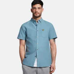Shirts*Lyle And Scott Cotton Slub Short Sleeve Shirt in Blue