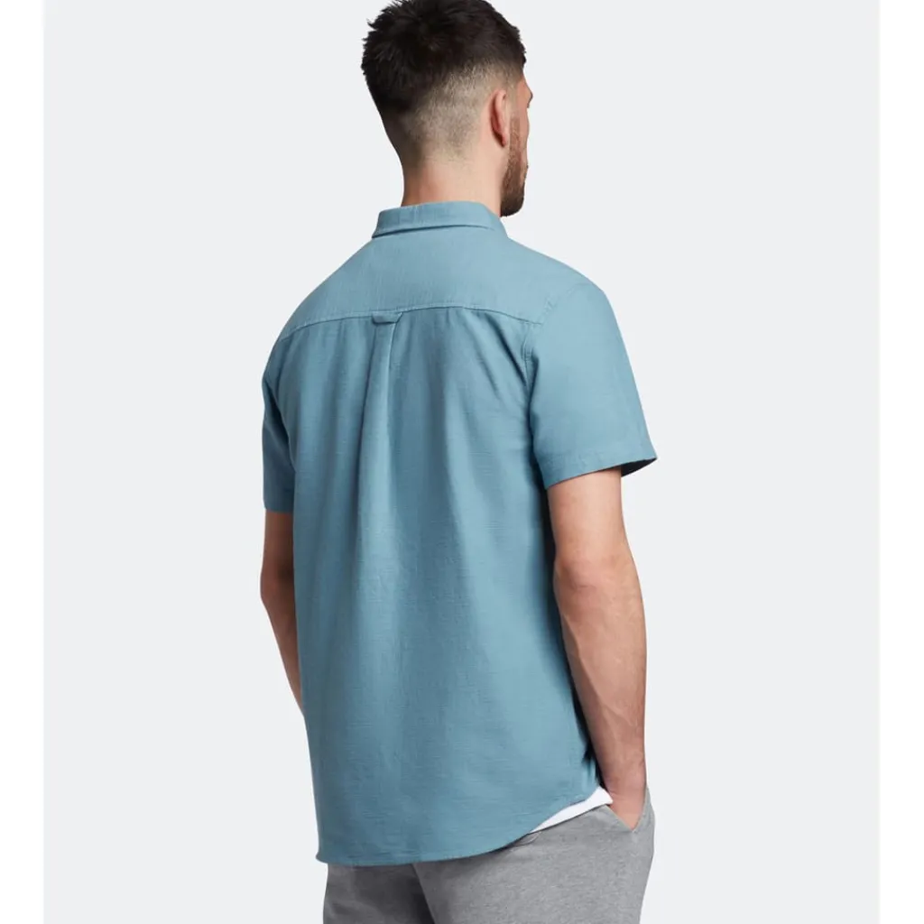 Shirts*Lyle And Scott Cotton Slub Short Sleeve Shirt in Blue
