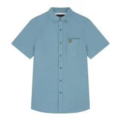 Shirts*Lyle And Scott Cotton Slub Short Sleeve Shirt in Blue