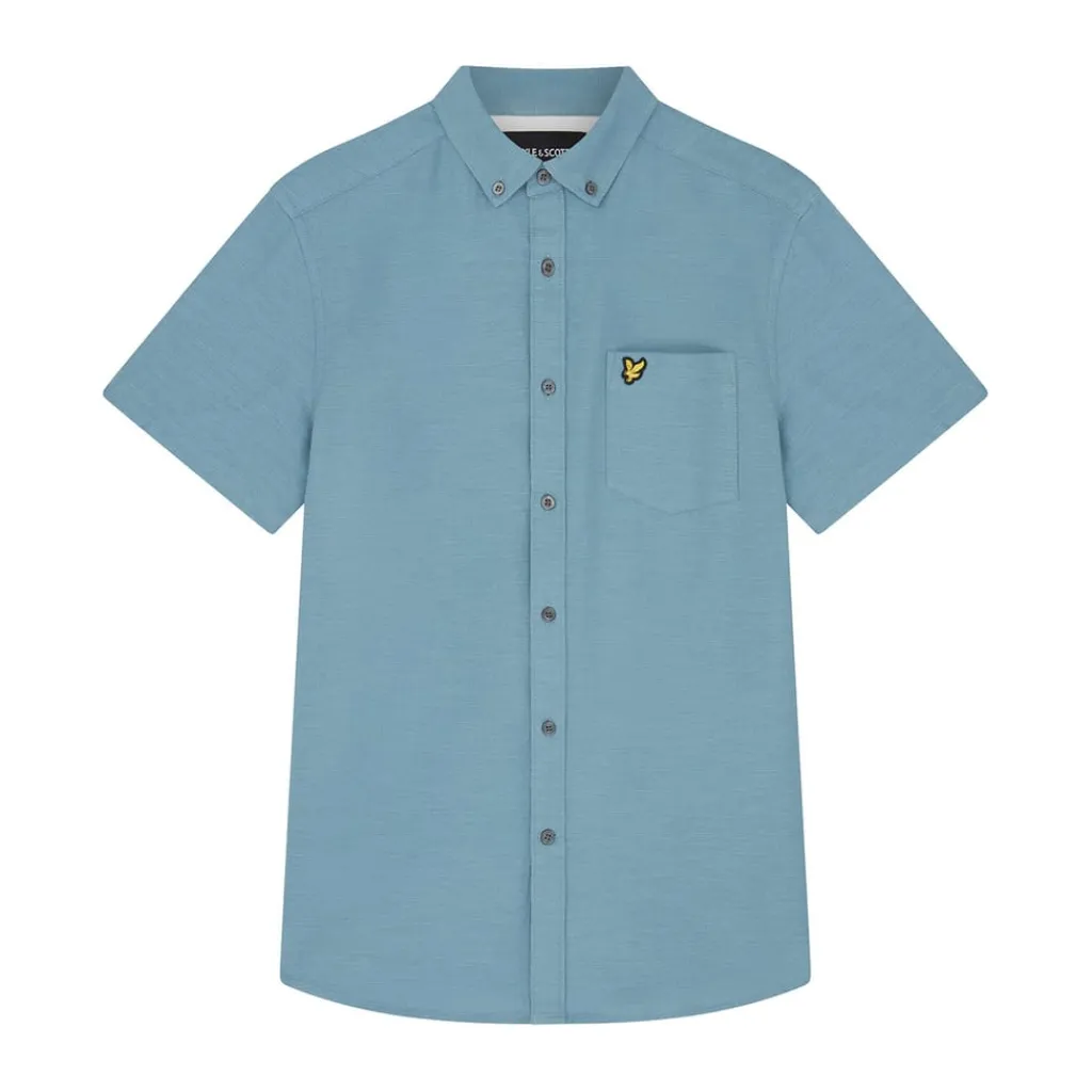 Shirts*Lyle And Scott Cotton Slub Short Sleeve Shirt in Blue