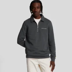 Sweatshirts*Lyle And Scott Embroidered Collared Quarter Zip Sweatshirt in Gunmetal