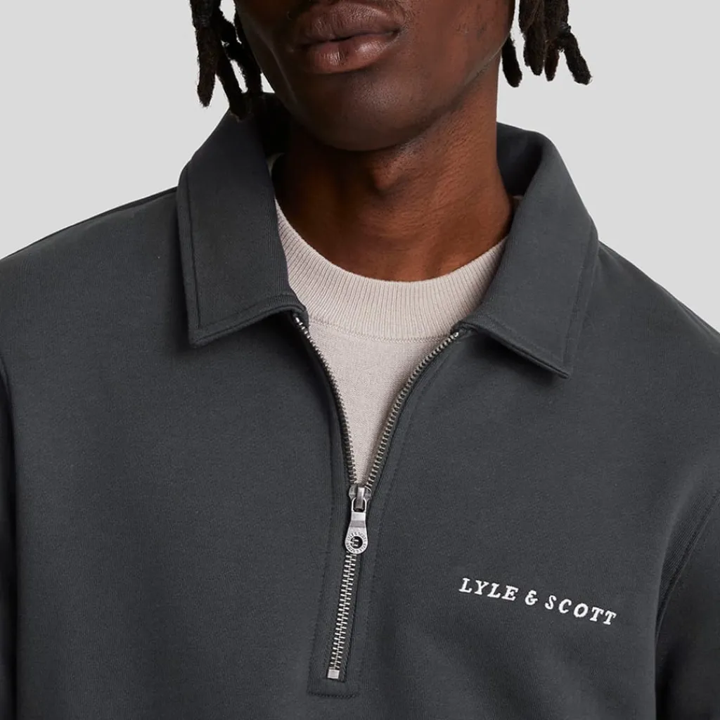 Sweatshirts*Lyle And Scott Embroidered Collared Quarter Zip Sweatshirt in Gunmetal