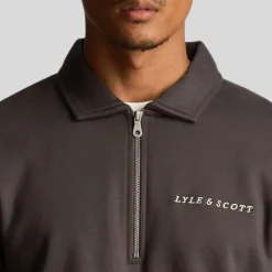 Sweatshirts*Lyle And Scott Embroidered Collared Quarter Zip Sweatshirt in Gunmetal