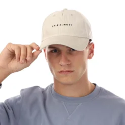 Caps-Hats*Lyle And Scott Embroidered Cord Cap in Cream