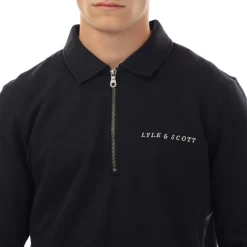 Sweatshirts*Lyle And Scott Embroidered Collared Quarter Zip Sweatshirt in Navy