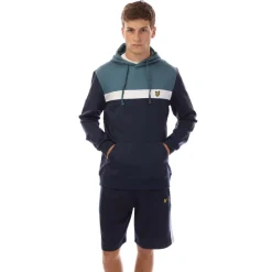 Sweatshirts|Hoodies*Lyle And Scott Fly Fleece Colour Block Hoodie in Navy