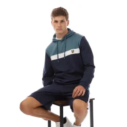 Sweatshirts|Hoodies*Lyle And Scott Fly Fleece Colour Block Hoodie in Navy