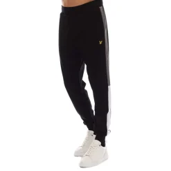 Trousers*Lyle And Scott Fly Fleece Colour Block Tracksuit Bottoms in Black