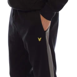 Trousers*Lyle And Scott Fly Fleece Colour Block Tracksuit Bottoms in Black