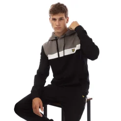 Sweatshirts|Hoodies*Lyle And Scott Fly Fleece Colour Block Hoodie in Black