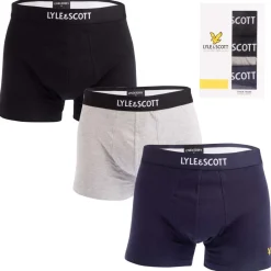 Gifts|Underwear And Socks*Lyle And Scott Mens Devon 3 Pack Boxer Shorts in Black Grey