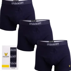Underwear And Socks*Lyle And Scott Mens Devon 3 Pack Boxer Shorts in Navy