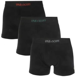 Gifts*Lyle And Scott Mens Devon 3 Pack Boxer Shorts in Black