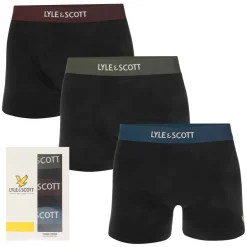 Gifts*Lyle And Scott Mens Devon 3 Pack Boxer Shorts in Black
