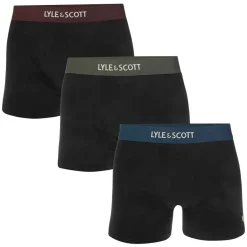 Gifts*Lyle And Scott Mens Devon 3 Pack Boxer Shorts in Black