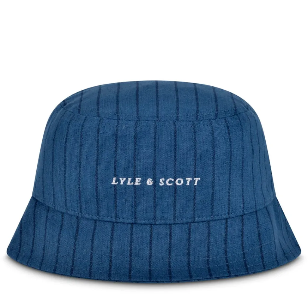Caps-Hats*Lyle And Scott Pinstripe Bucket Hat in Navy