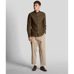 Shirts*Lyle And Scott Regular Fit Light Weight Oxford Shirt in olive