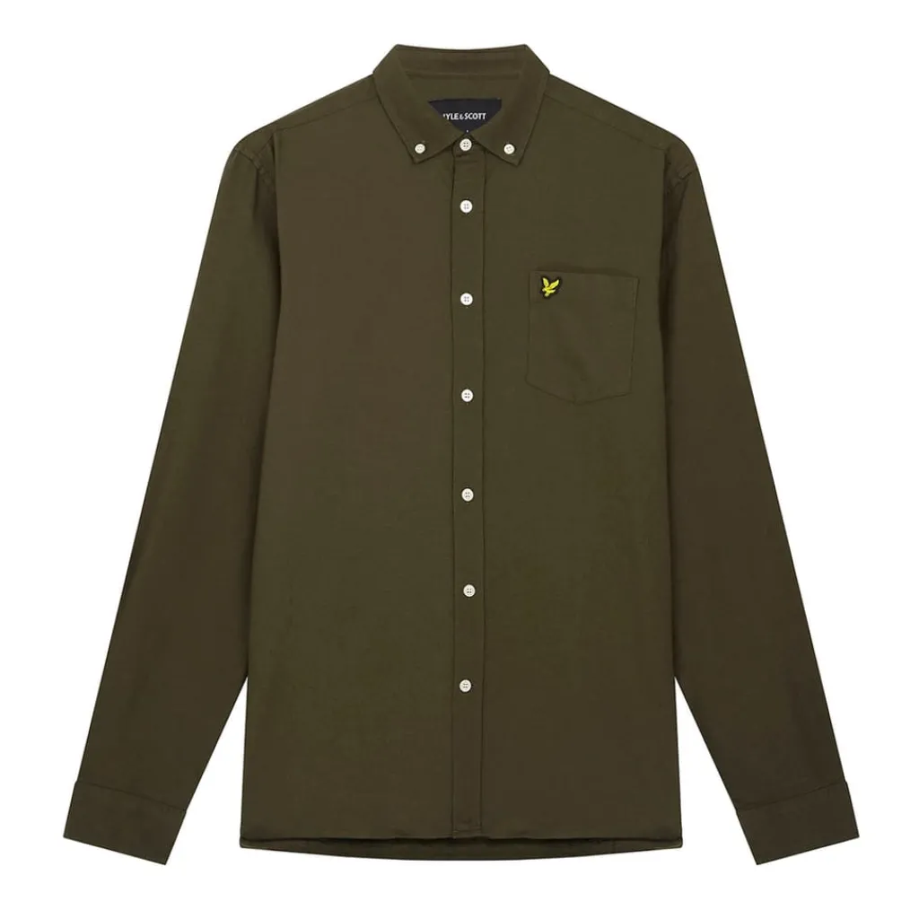 Shirts*Lyle And Scott Regular Fit Light Weight Oxford Shirt in olive