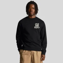 Sweatshirts*Lyle And Scott Ripple Logo Crewneck Sweatshirt in Black