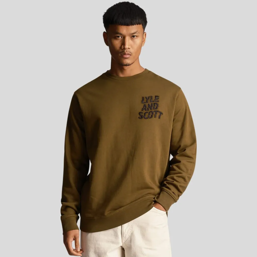 Sweatshirts*Lyle And Scott Ripple Logo Crewneck Sweatshirt in olive