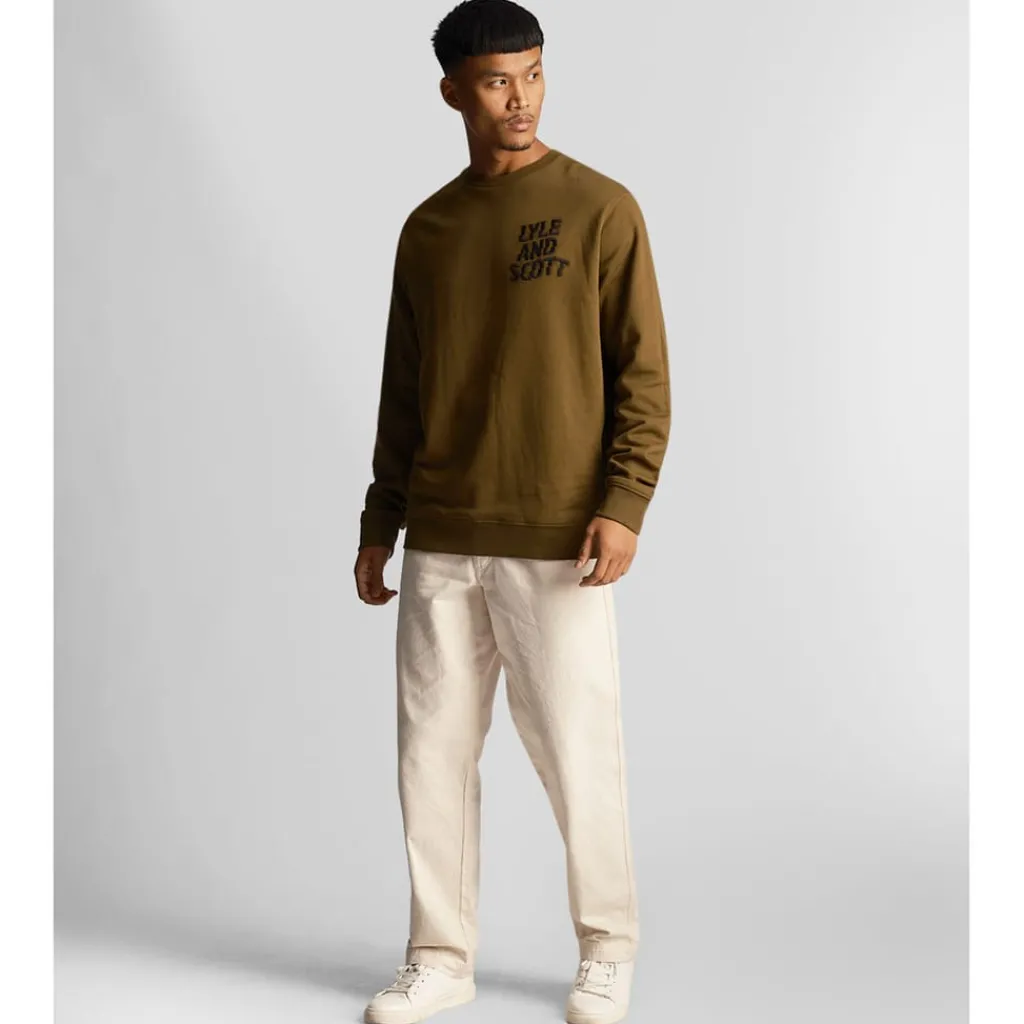 Sweatshirts*Lyle And Scott Ripple Logo Crewneck Sweatshirt in olive