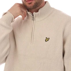 Knitwear*Lyle And Scott Shaker Stitch Quarter-Zip Sweater in Beige