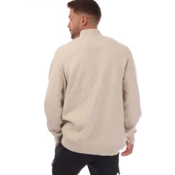 Knitwear*Lyle And Scott Shaker Stitch Quarter-Zip Sweater in Beige