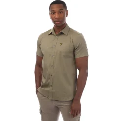 Shirts*Lyle And Scott Short Sleeve Poplin Shirt in olive