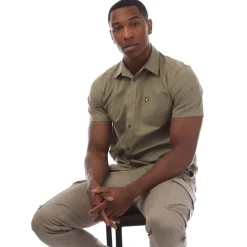 Shirts*Lyle And Scott Short Sleeve Poplin Shirt in olive