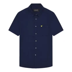 Shirts*Lyle And Scott Short Sleeve Basket Weave Shirt in Navy