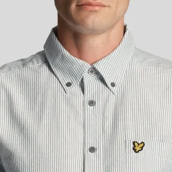 Shirts*Lyle And Scott Stripe Oxford Shirt in Green White
