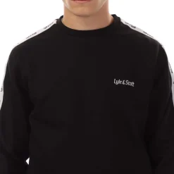 Sweatshirts*Lyle And Scott Tape Crewneck Sweatshirt in Black