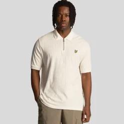Polo Shirts*Lyle And Scott Textured Stripe Polo Shirt in White